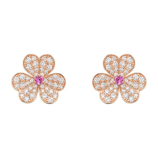 [CiCi]FRIVOLE PINK GOLD FLOWER DIAMOND EARRINGS