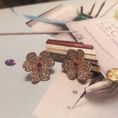 [CiCi]FRIVOLE PINK GOLD FLOWER DIAMOND EARRINGS