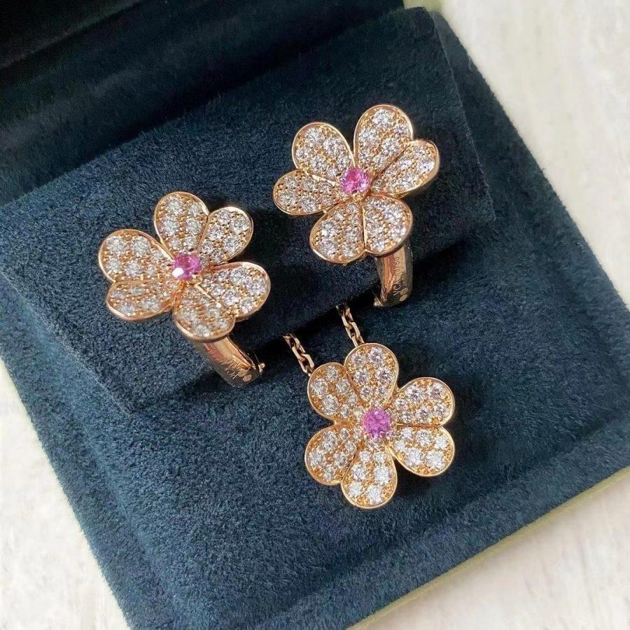 [CiCi]FRIVOLE PINK GOLD FLOWER DIAMOND EARRINGS