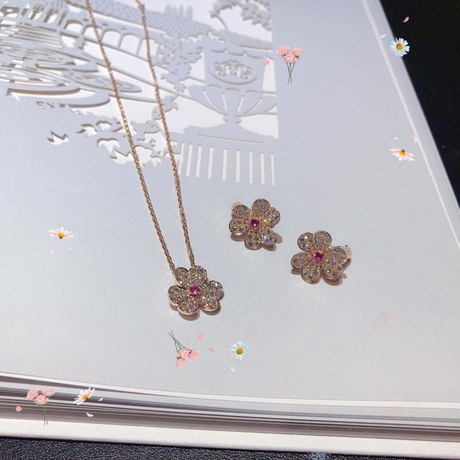 [CiCi]FRIVOLE PINK GOLD FLOWER DIAMOND EARRINGS