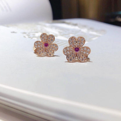 [CiCi]FRIVOLE PINK GOLD FLOWER DIAMOND EARRINGS
