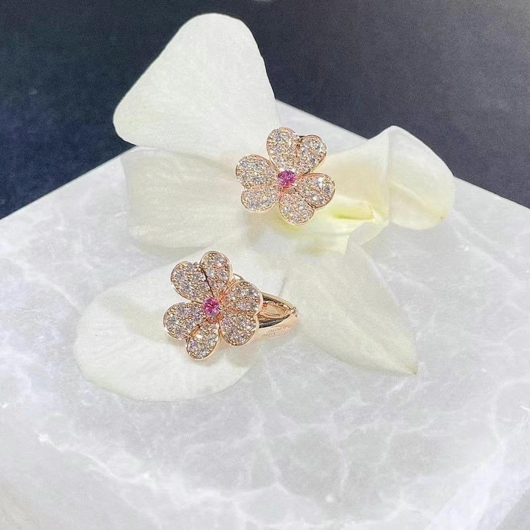 [CiCi]FRIVOLE PINK GOLD FLOWER DIAMOND EARRINGS