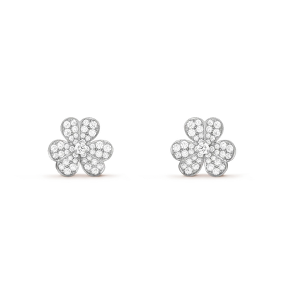[CiCi]FRIVOLE SILVER FLOWER DIAMOND EARRINGS