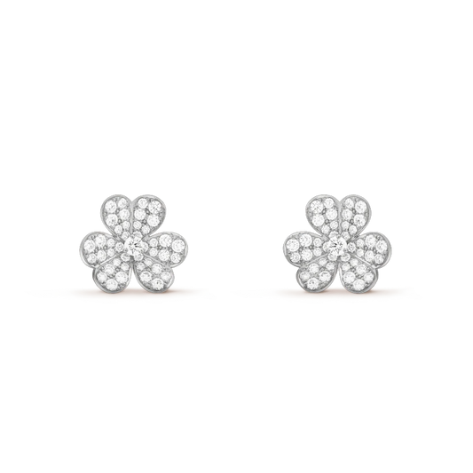 [CiCi]FRIVOLE SILVER FLOWER DIAMOND EARRINGS