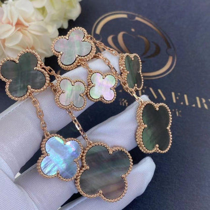 [CiCi]CLOVER EARRINGS DARK MOP 4 MOTIFS ROSE GOLD