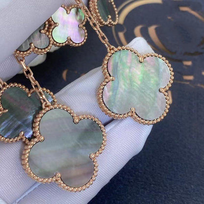 [CiCi]CLOVER EARRINGS DARK MOP 4 MOTIFS ROSE GOLD