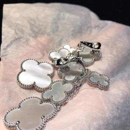 [CiCi]CLOVER EARRINGS WHITE MOP 4 MOTIFS SILVER