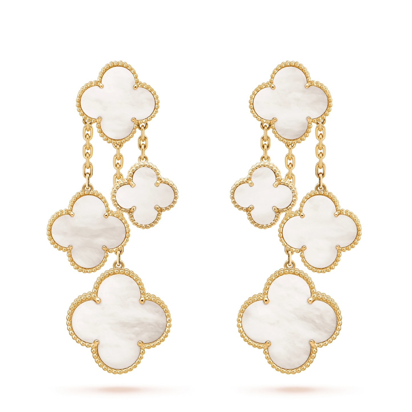 [CiCi]CLOVER EARRINGS WHITE MOP 4 MOTIFS GOLD