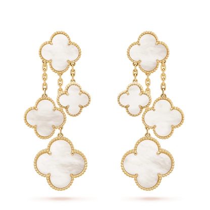 [CiCi]CLOVER EARRINGS WHITE MOP 4 MOTIFS GOLD