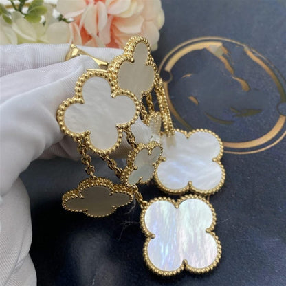 [CiCi]CLOVER EARRINGS WHITE MOP 4 MOTIFS GOLD