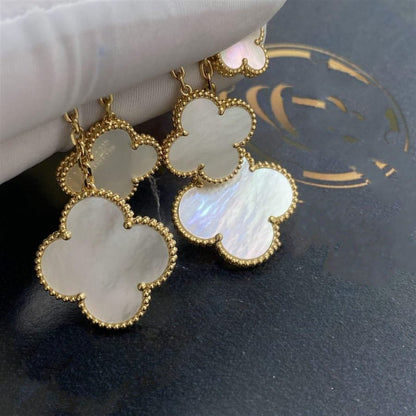 [CiCi]CLOVER EARRINGS WHITE MOP 4 MOTIFS GOLD