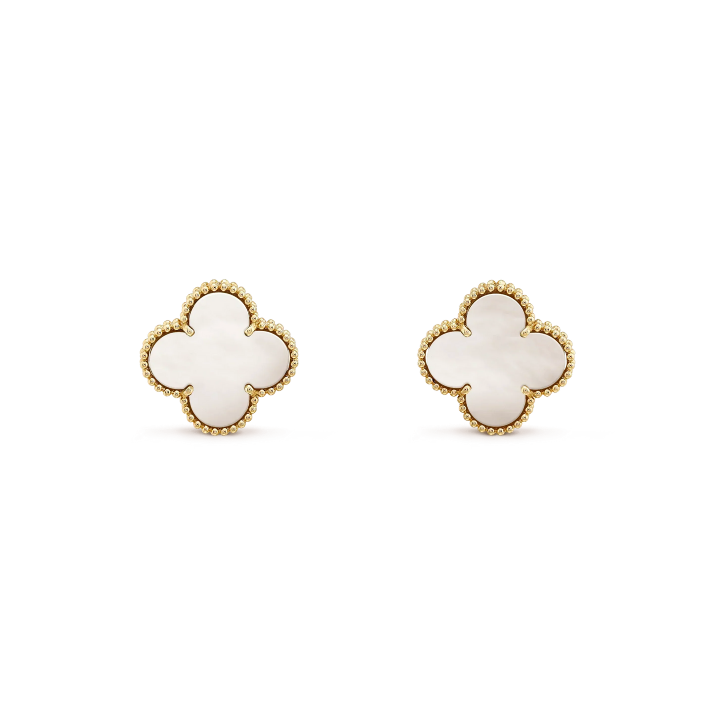 [CiCi]CLOVER MEDIUM 1 MOTIFS  WHITE MOP STUD EARRINGS
