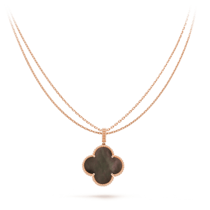 [CiCi]CLOVER 25MM GOLD DARK MOP BIG CLOVER NECKLACE