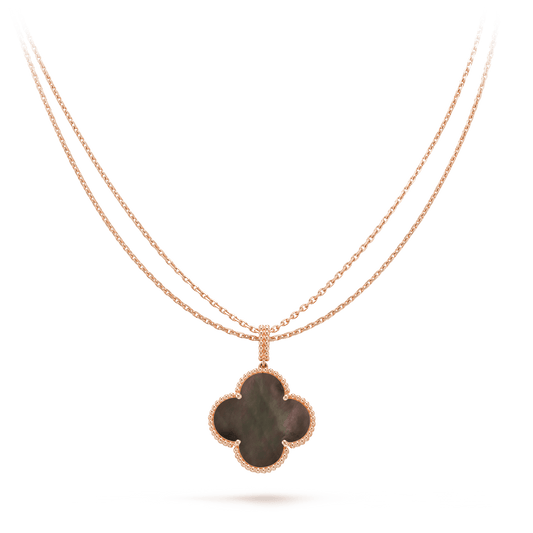 [CiCi]CLOVER 25MM GOLD DARK MOP BIG CLOVER NECKLACE
