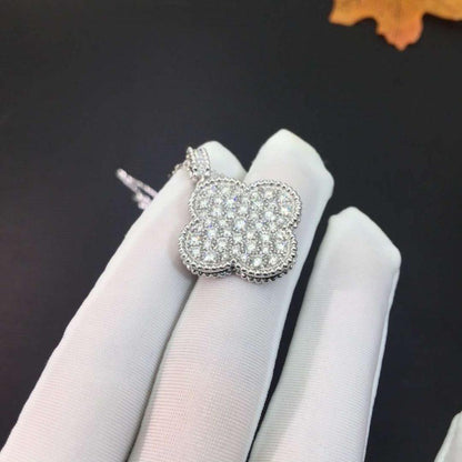 [CiCi]CLOVER 25MM SILVER FULL DIAMOND BIG CLOVER NECKLACE