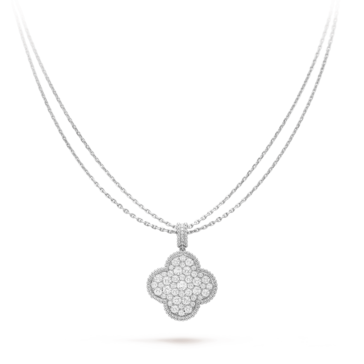 [CiCi]CLOVER 25MM SILVER FULL DIAMOND BIG CLOVER NECKLACE