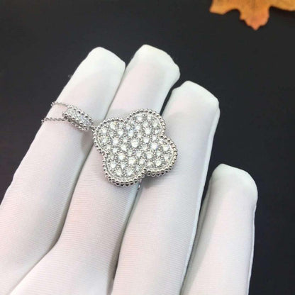 [CiCi]CLOVER 25MM SILVER FULL DIAMOND BIG CLOVER NECKLACE