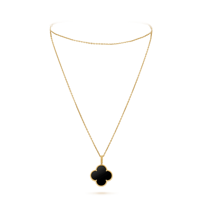 [CiCi]CLOVER 25MM GOLD ONYX BIG CLOVER NECKLACE
