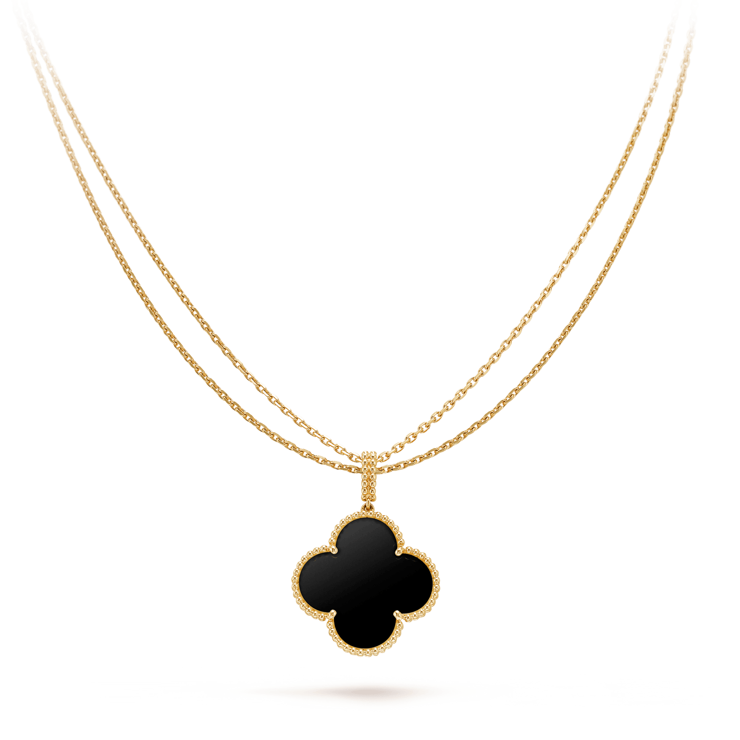 [CiCi]CLOVER 25MM GOLD ONYX BIG CLOVER NECKLACE