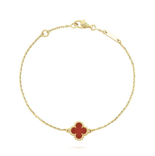 [CiCi]CLOVER  CARNELIAN SINGLE FLOWER BRACELET