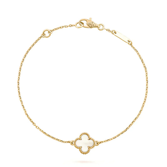 [CiCi]CLOVER WHITE MOP SINGLE FLOWER BRACELET