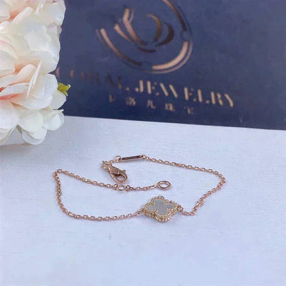 [CiCi]CLOVER WHITE MOP SINGLE FLOWER BRACELET