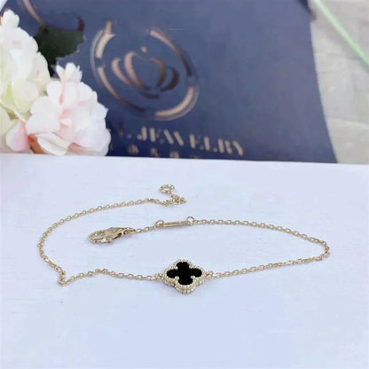 [CiCi]CLOVER ONYX SINGLE FLOWER BRACELET