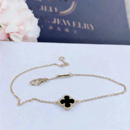 [CiCi]CLOVER ONYX SINGLE FLOWER BRACELET