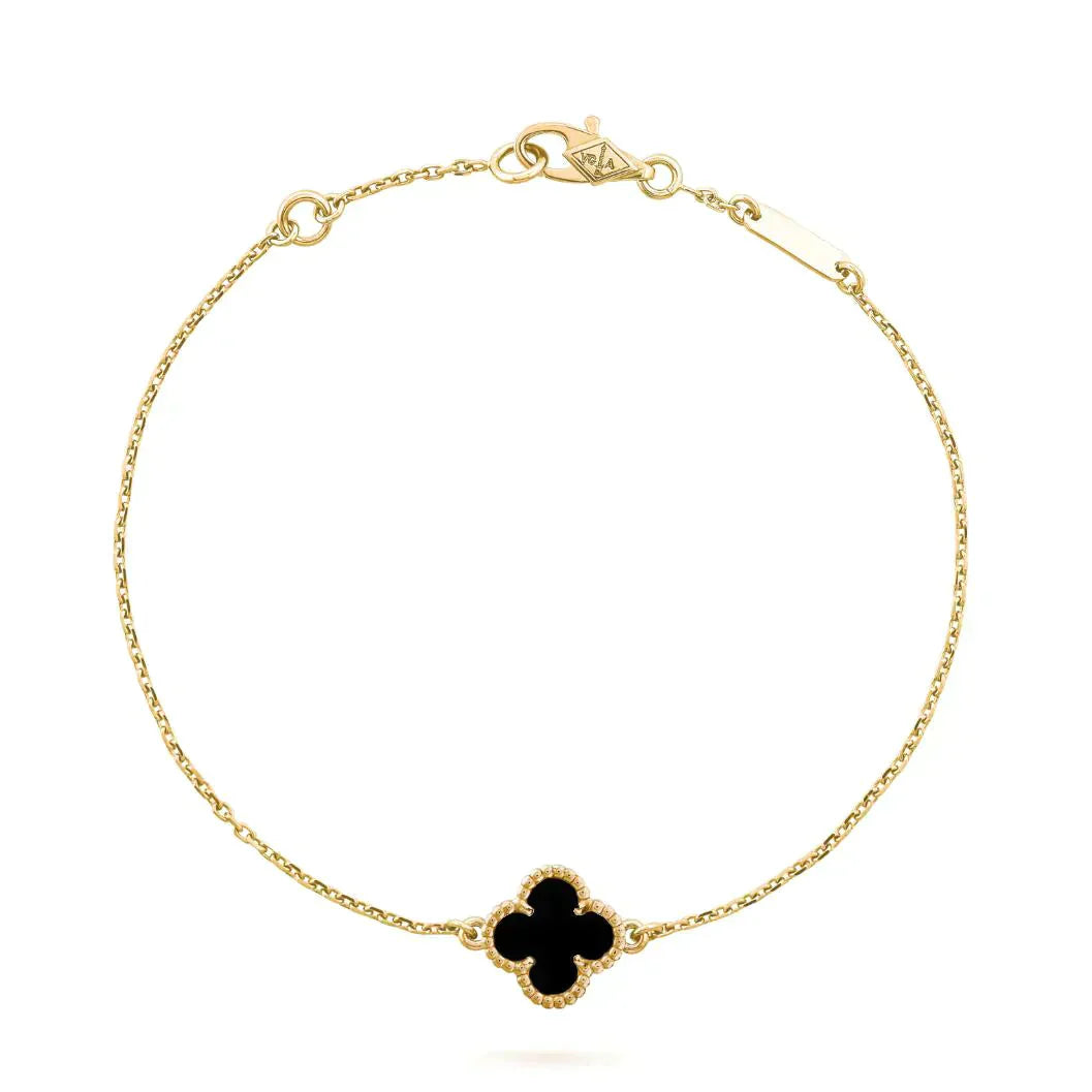 [CiCi]CLOVER ONYX SINGLE FLOWER BRACELET
