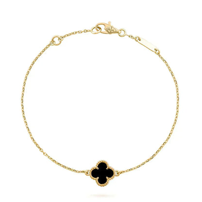 [CiCi]CLOVER ONYX SINGLE FLOWER BRACELET