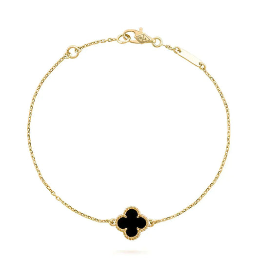 [CiCi]CLOVER ONYX SINGLE FLOWER BRACELET
