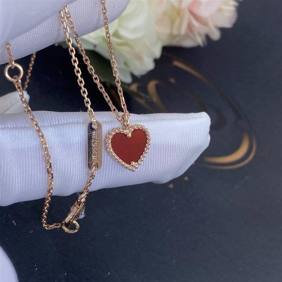 [CiCi]SWEET CLOVER CARNELIAN HEART NECKLACE