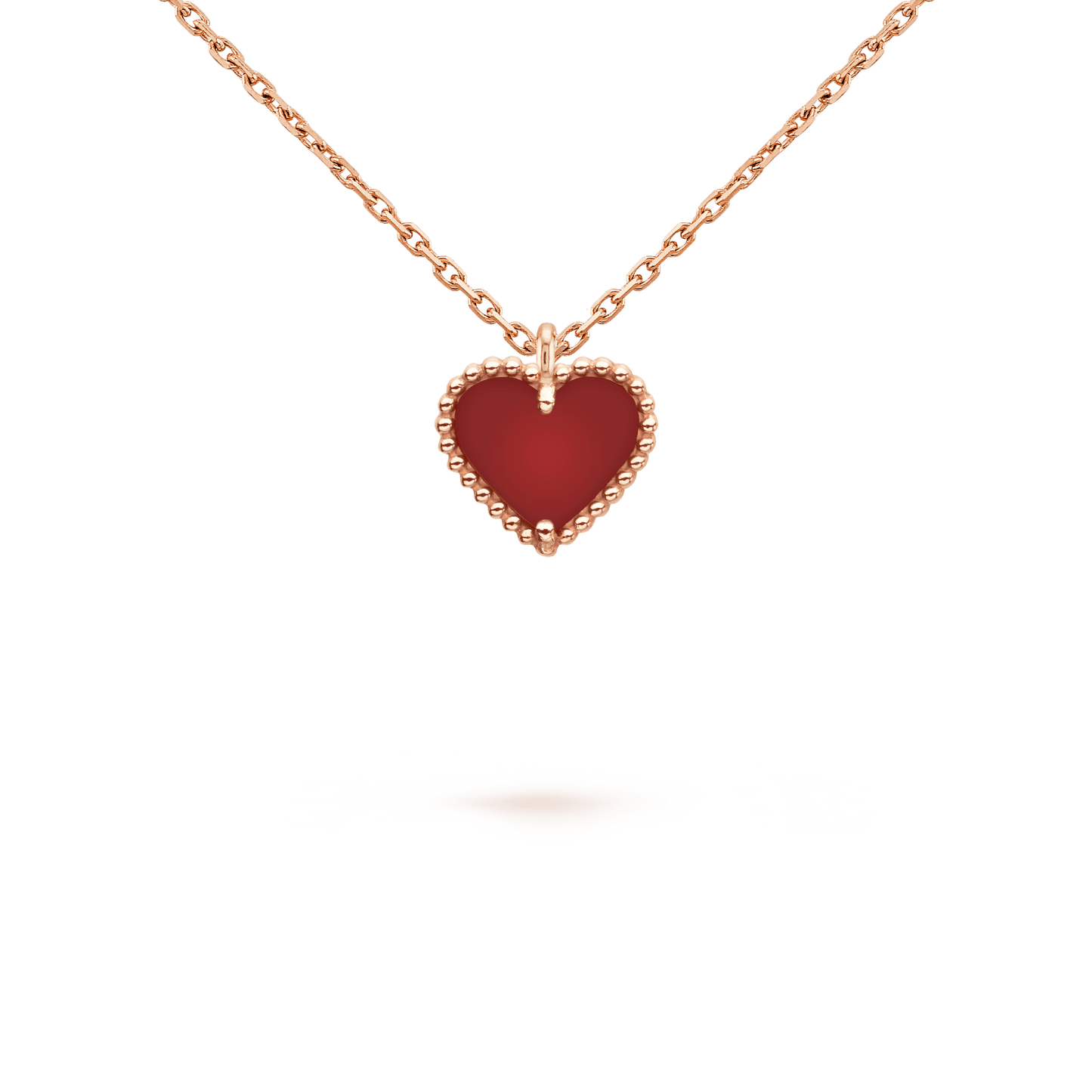 [CiCi]SWEET CLOVER CARNELIAN HEART NECKLACE