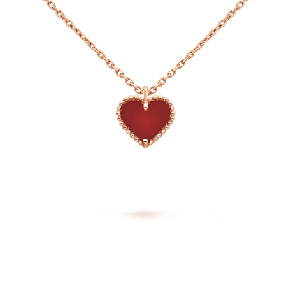 [CiCi]SWEET CLOVER CARNELIAN HEART NECKLACE