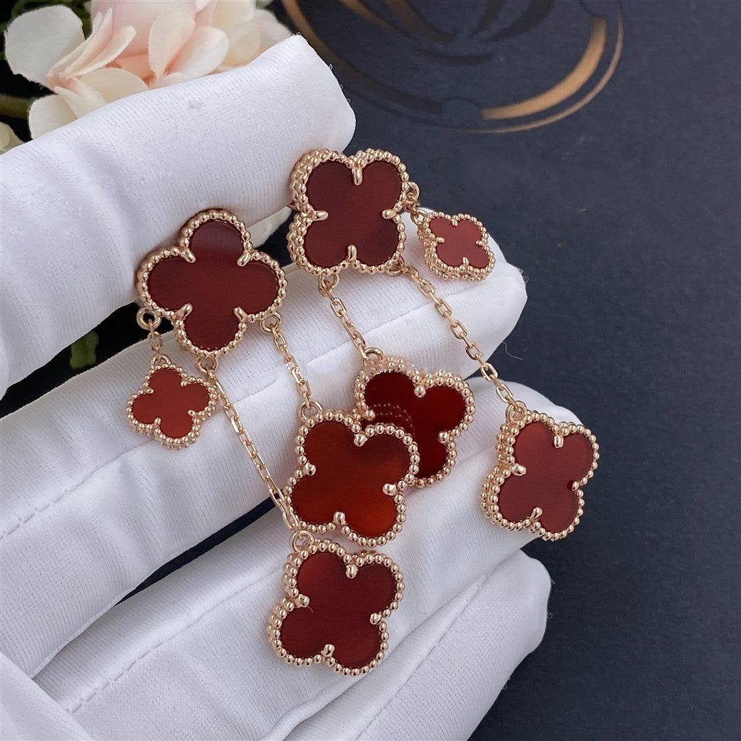 [CiCi]CLOVER EARRINGS CARNELIAN 4 MOTIFS PINK GOLD