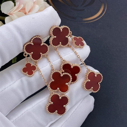 [CiCi]CLOVER EARRINGS CARNELIAN 4 MOTIFS PINK GOLD