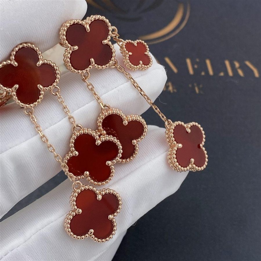 [CiCi]CLOVER EARRINGS CARNELIAN 4 MOTIFS PINK GOLD