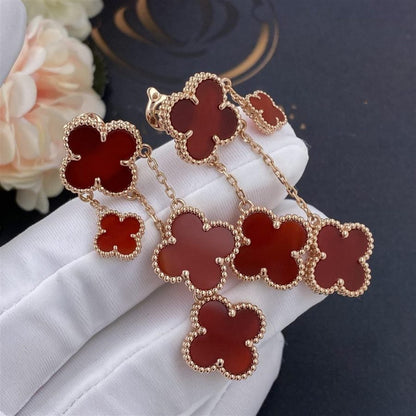 [CiCi]CLOVER EARRINGS CARNELIAN 4 MOTIFS PINK GOLD