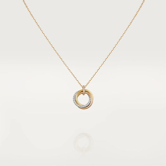 [CiCi]TRINITY NECKLACE SILVER GOLD PINK GOLD DIAMONDS
