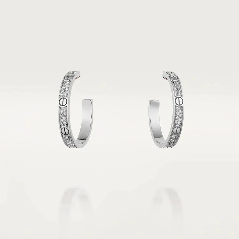 [CiCi]LOVE DIAMOND SILVER HOOP EARRINGS