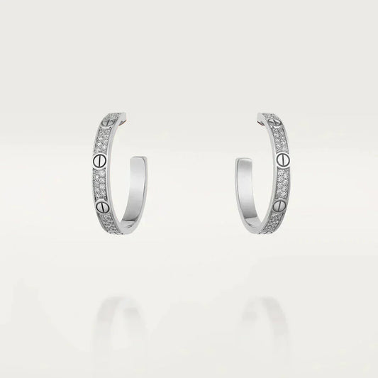 [CiCi]LOVE DIAMOND SILVER HOOP EARRINGS
