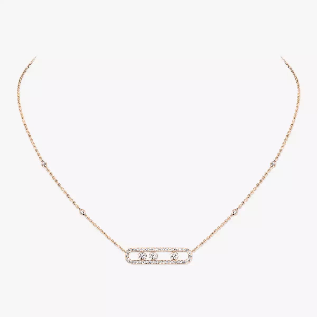 [CiCi] Move Pave_ Rose Gold Diamond Necklace