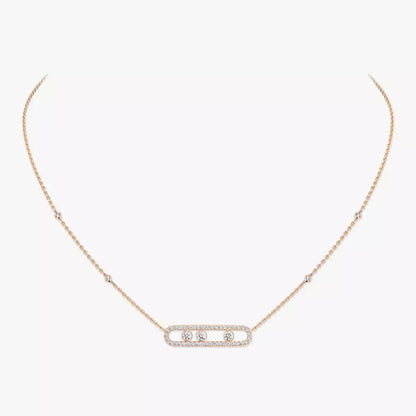 [CiCi] Move Pave_ Rose Gold Diamond Necklace