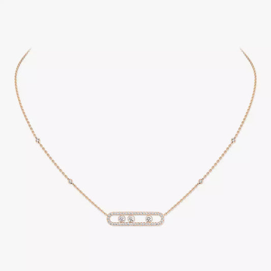 [CiCi] Move Pave_ Rose Gold Diamond Necklace