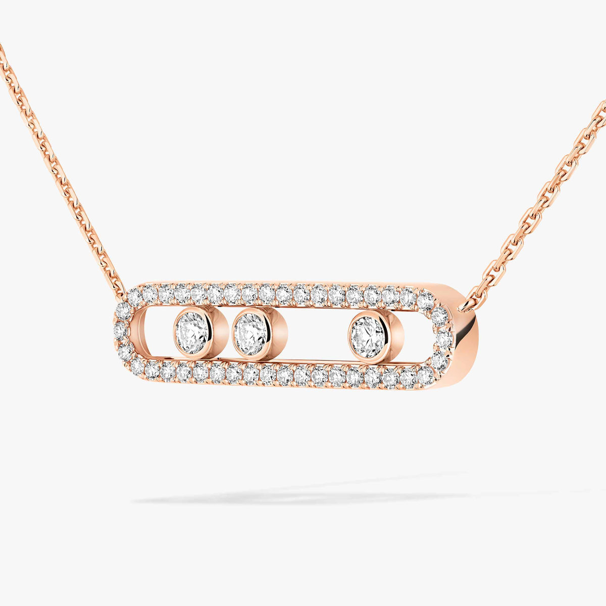[CiCi] Move Pave_ Rose Gold Diamond Necklace
