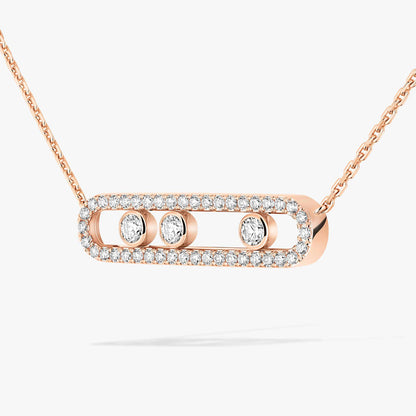 [CiCi] Move Pave_ Rose Gold Diamond Necklace
