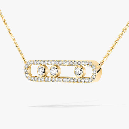 [CiCi] Move Pave_ Rose Gold Diamond Necklace