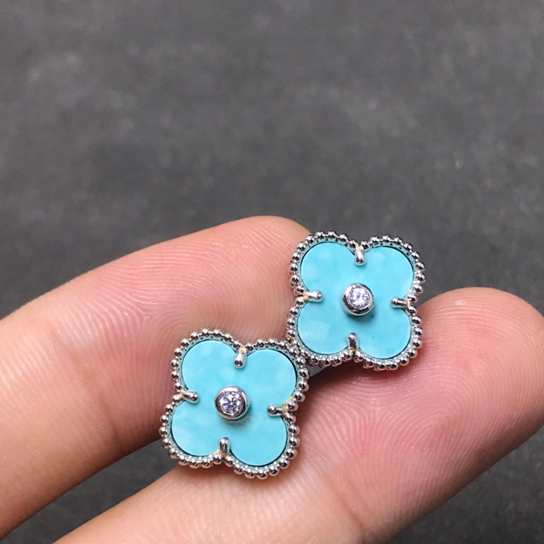 [CiCi]CLOVER 1 DIAMOND BLUE SKY SILVER EARRINGS