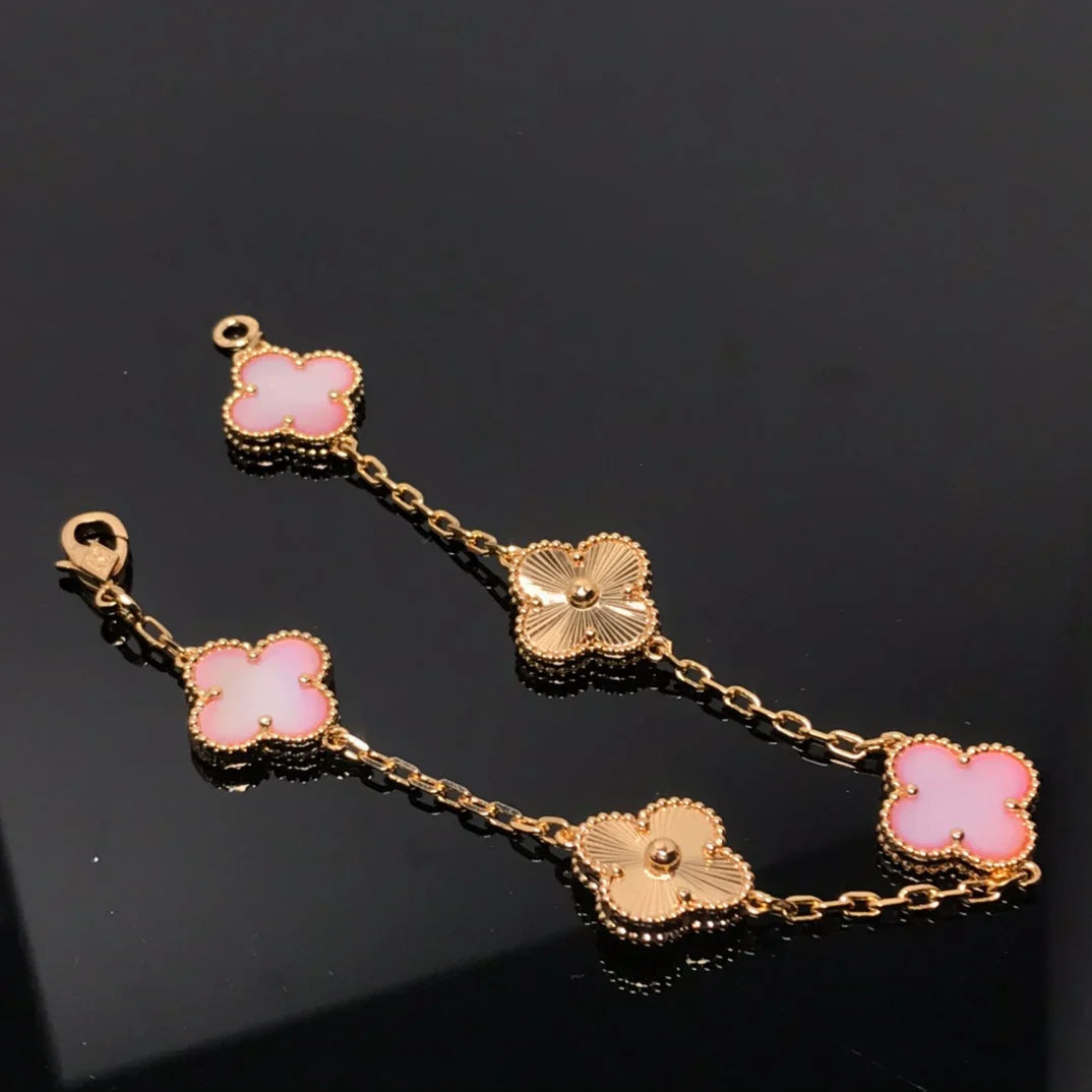 [CiCi] CLOVER 5 MOTIFS  PINK MOP BRACELET COLLECTION