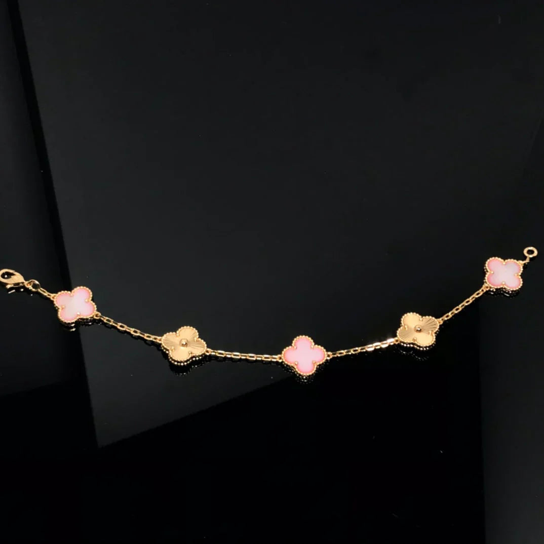 [CiCi] CLOVER 5 MOTIFS  PINK MOP BRACELET COLLECTION